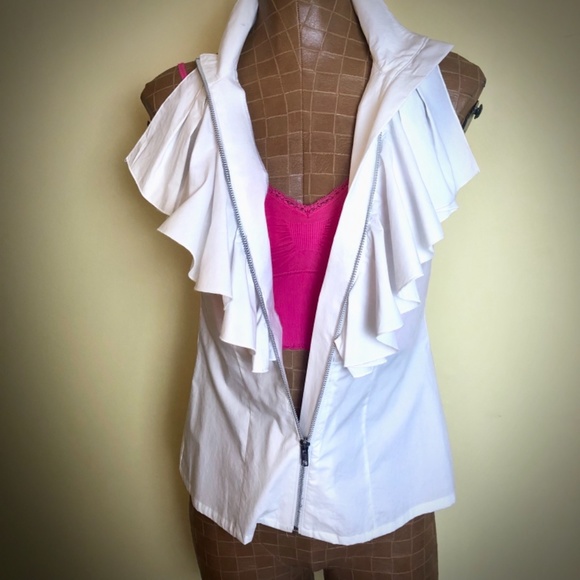 NWOT, Ruffled Sleeveless, Front Zippered Blouse by X:S Clothing - Picture 2 of 13